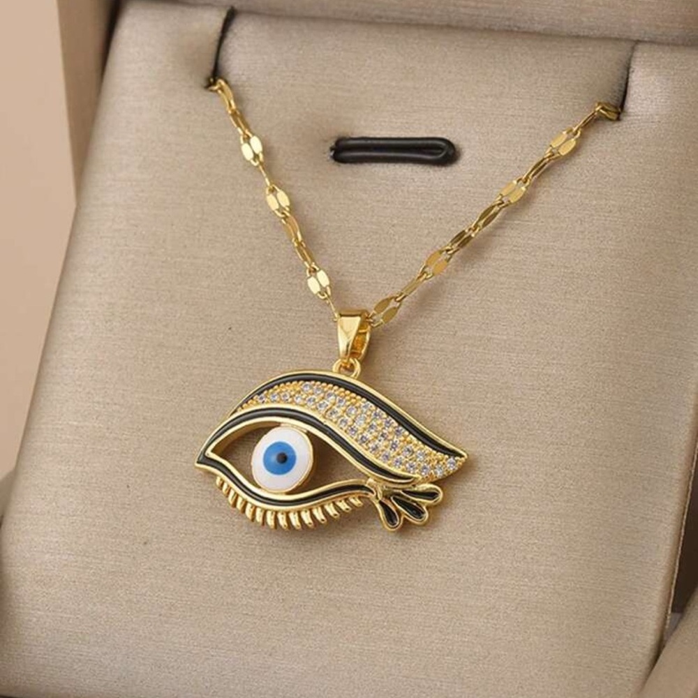 Gold Evil Eye Pendant Necklace